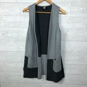 Chico's Women's Size 1/Medium Open Front Long Sweater Vest Colorblock Pockets
